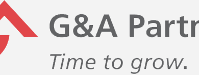 A gray and white logo for g & a publishing.