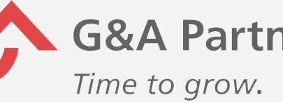A gray and white logo for g & a publishing.