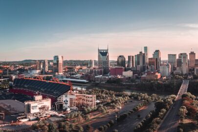 A view of the city from above.