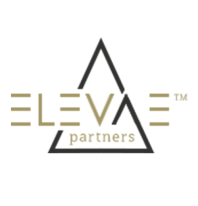 A black and white logo of the company elevate partners.