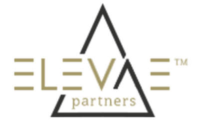 A black and white logo of the company elevate partners.