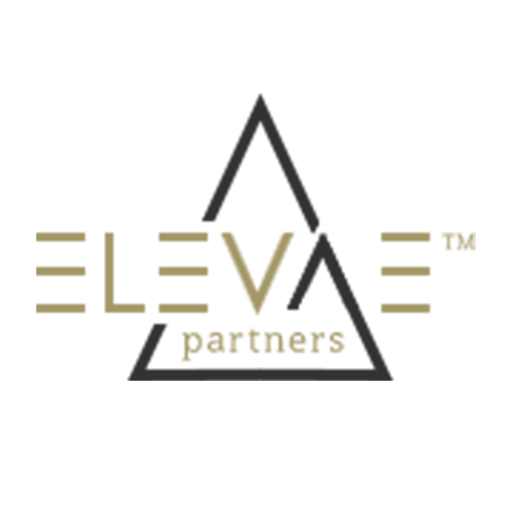 A black and white logo of the company elevate partners.